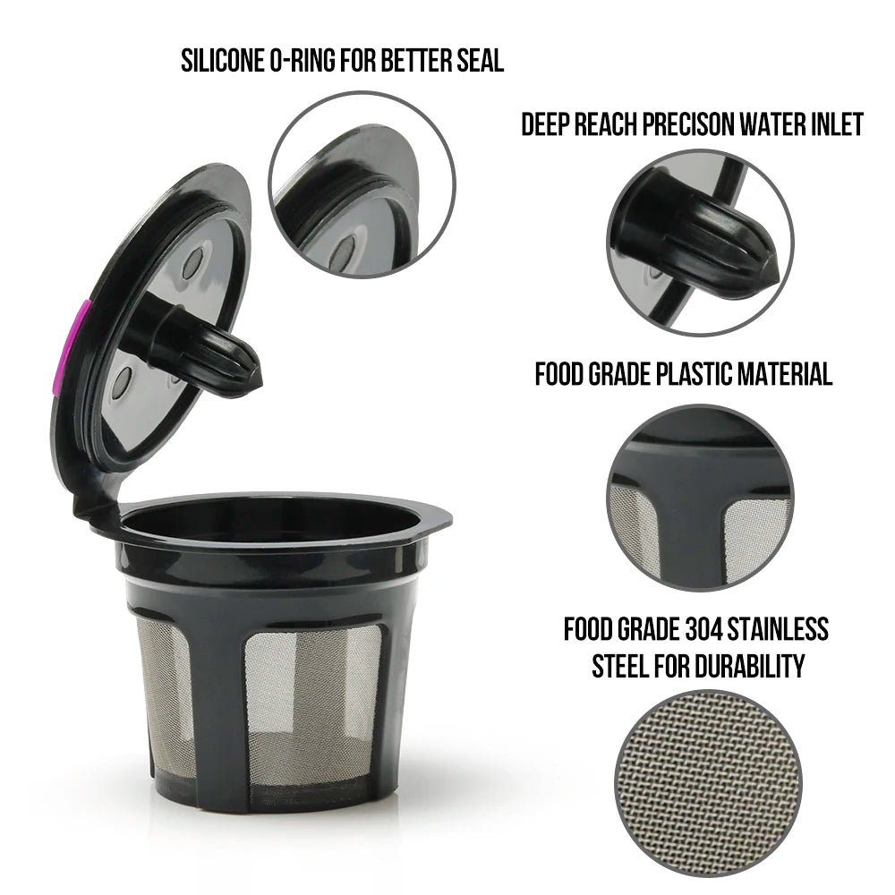 IcafilasRefillable Keurig Coffee Capsule Reusable K-cup Filter For 2.0 & 1.0 Brewers Kcup Reusable For Keurig Machine K-Carafe