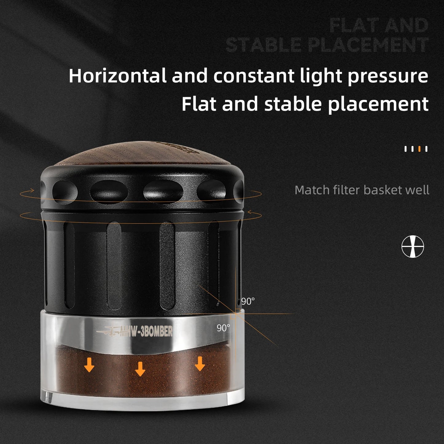 MHW-3BOMBER Adaptive Height 58.35mm Coffee Distributor & Adjustable Depth Espresso Tamper Home Barista Leveler Tool Accessories